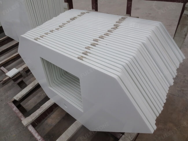 White Nano Glass Marble Stone Vanity Tops — product view 3