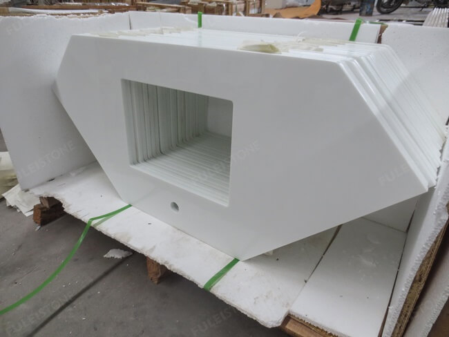 White Nano Glass Marble Stone Vanity Tops — product view 8