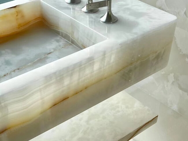 White Onyx Vanity Tops — product view 2