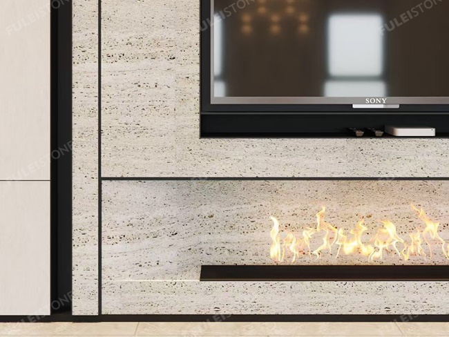 White Travertine Slabs Unfilled & Leather Finish — product view 2