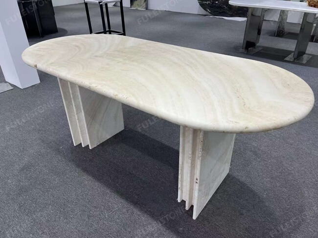White Travertine Table Tops — product view 1