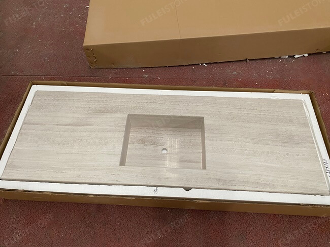 White Wood Marble Countertop & Vanity Top — product view 2