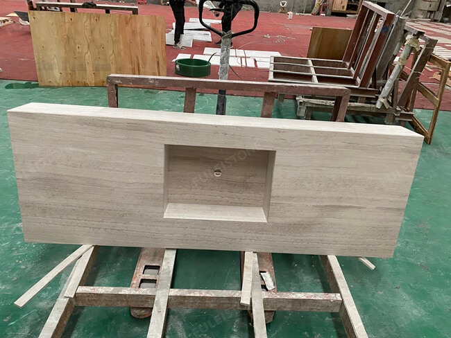 White Wood Marble Countertop & Vanity Top — product view 3