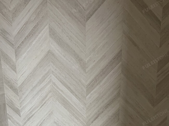 White Wood Marble Tiles in Rhombus Shape — product view 2