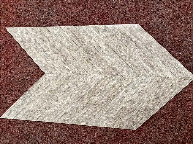 White Wood Marble Tiles in Rhombus Shape — product view 4