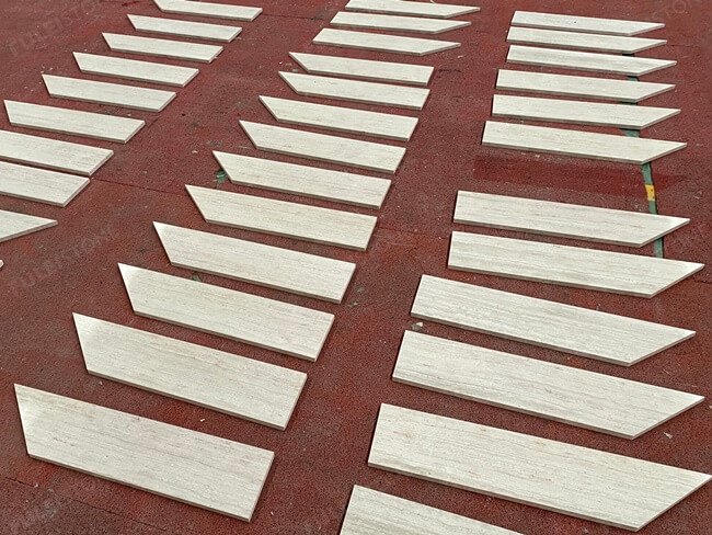 White Wood Marble Tiles in Rhombus Shape — product view 5