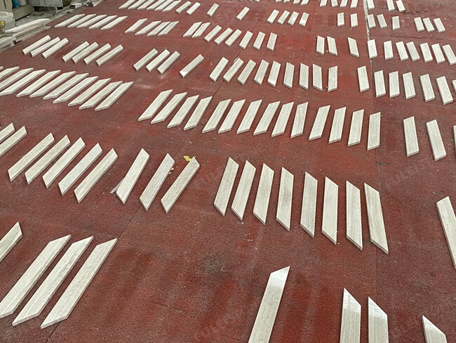 White Wood Marble Tiles in Rhombus Shape — product view 8