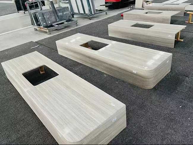 White Wood Marble Vanity Tops